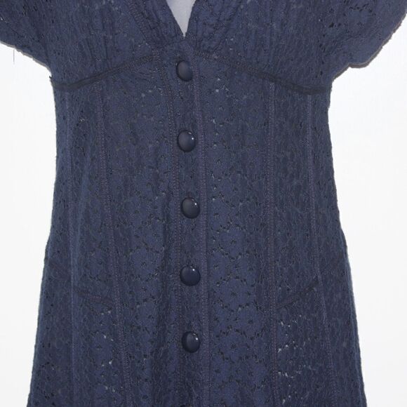 Nanette Leopore Blue Eyelet Short Sleeve Dress Women Size 2 - Picture 8 of 11